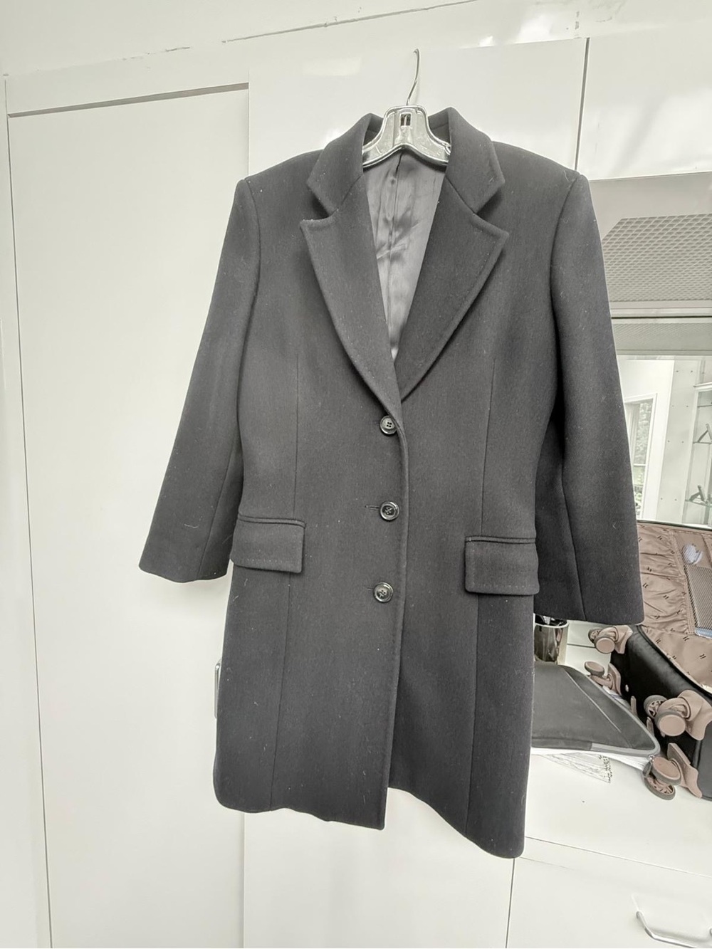 Classic Black Women's Wool Coat - Timeless Tailored Style